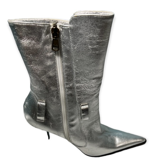D&G Metallic Silver Leather Boots & Booties - Picture 9 of 17